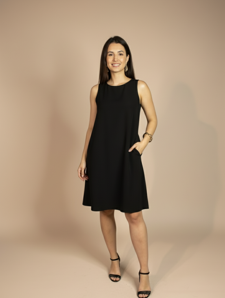 Vestido Amanda com Bolsos Preto