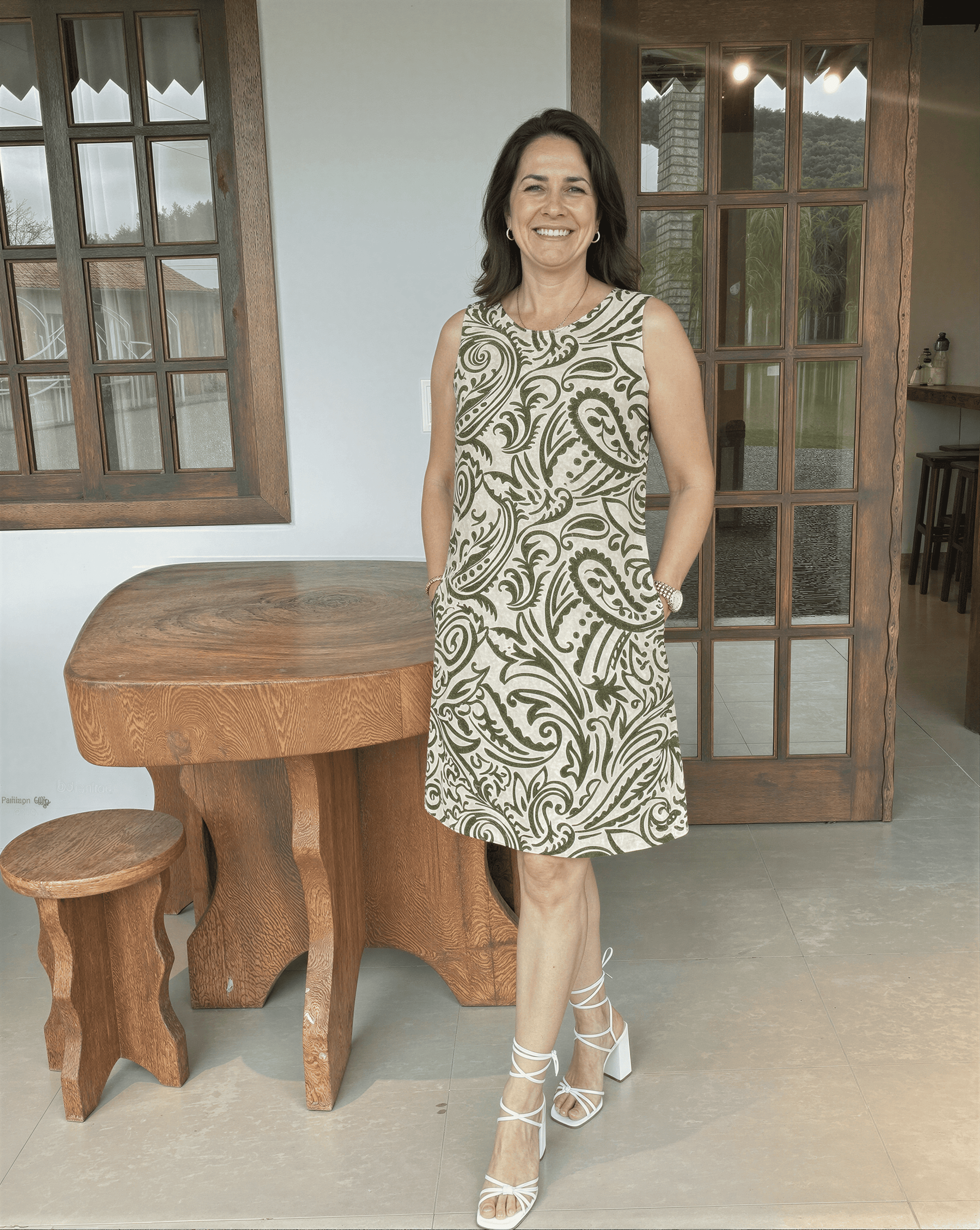 Vestido Amanda com Bolsos Floral Verde